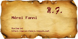 Mérei Fanni névjegykártya